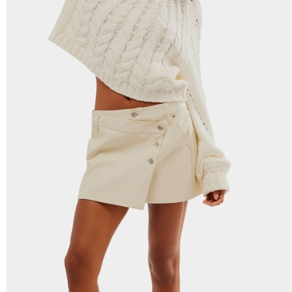 Free People vegan leather mini skirt with Asymmetrical Wrap Design - Picture 1 of 9